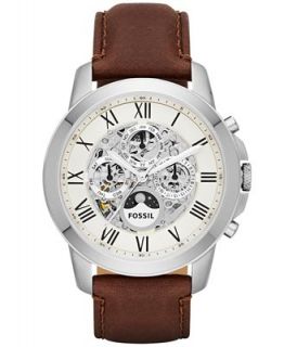 Fossil Mens Automatic Grant Brown Leather Strap Watch 44mm ME3027   Watches   Jewelry & Watches