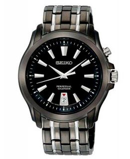 Seiko Watch, Mens Black Ion Plated Stainless Steel Bracelet 40mm SNQ121   Watches   Jewelry & Watches