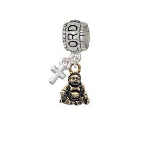 Mini Gold Buddha Lord Guide Me Charm Bead with Cross Delight & Co. Jewelry