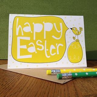 easter greetings card with chick and egg by halfpinthome