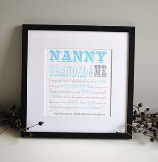 personalised grandparents typography print by a touch of verse