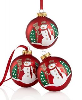 Kurt Adler Set of 3 Snowman Ball Ornaments   Holiday Lane