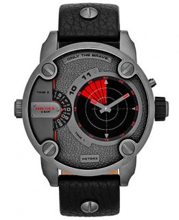 Diesel Watch, Mens Analog Digital RDR Little Daddy Black Leather Strap 61x51mm DZ7293   Watches   Jewelry & Watches