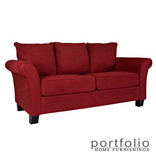 Portfolio Provant Flared Arm Crimson Red Microfiber Sofa PORTFOLIO Sofas & Loveseats