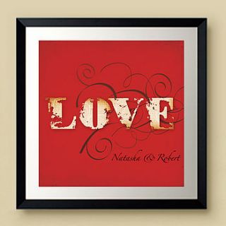 personalised 'love' print by cherry pete