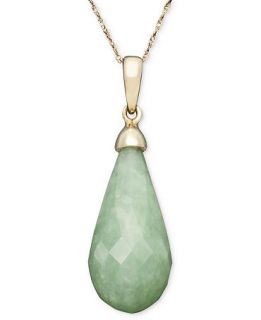 14k Gold Necklace, Jade Teardrop Pendant   Necklaces   Jewelry & Watches