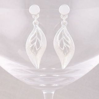 matt silver leaf earrings by baronessa