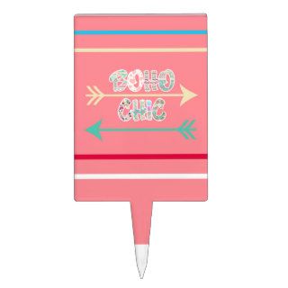 Girly Aztec Boho Chic Typography Ethnic Stripes Cake Toppers
