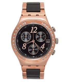 Swatch Watch, Unisex Swiss Chronograph Dreamnight Rose Rose Gold PVD Stainless Steel and Black Nylon Link Bracelet 40mm YCG404G   Watches   Jewelry & Watches