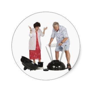 Funny Grill Round Stickers
