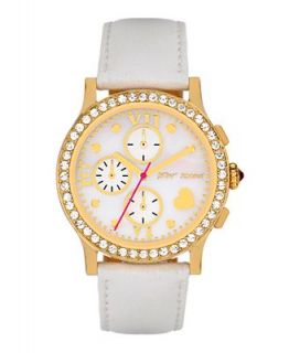 Betsey Johnson Watch, Womens Chronograph White Leather Strap BJ00005 06   Watches   Jewelry & Watches