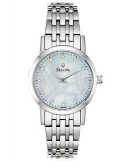 Bulova Womens Diamond Accent Stainless Steel Bracelet Watch 27mm 96P135   Watches   Jewelry & Watches