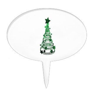 Chirstmas Tree swirls n star mottled green.png Cake Toppers