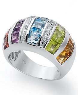 Sterling Silver Ring, Multistone (5 5/8 ct. t.w.) and Diamond Accent 5 Row Ring   Rings   Jewelry & Watches