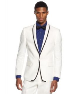 Bar III Carnaby Collection Sport Coat Navy Texture with White Piping Slim Fit   Suits & Suit Separates   Men