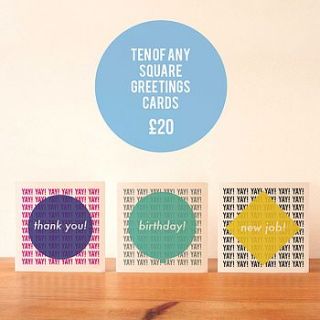 multipack of 10 square cards by sweet oxen