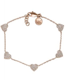 Michael Kors Rose Gold Tone Crystal Heart Hoop Earrings   Fashion Jewelry   Jewelry & Watches