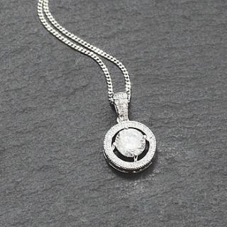 solitaire halo crystal necklace by queens & bowl