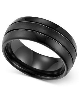 Triton Mens Ring, 8mm Black Tungsten 3 Row Wedding Band   Rings   Jewelry & Watches