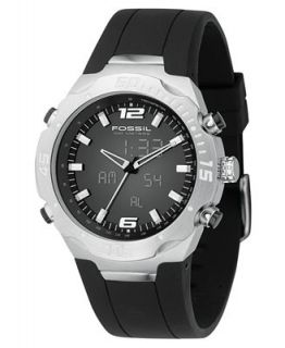Fossil Mens Analog Digital Black Polyurethane Strap Watch BQ9353   Watches   Jewelry & Watches