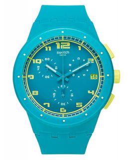 Swatch Watch, Unisex Swiss Chronograph Acid Drop Light Blue Silicone Strap 42mm SUSL400   Watches   Jewelry & Watches