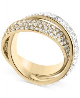 Michael Kors Ring, Gold Tone Pave and Baguette Criss Cross Band Ring   Fashion Jewelry   Jewelry & Watches