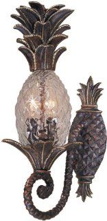 Triarch International 75100 11 Maui Collection 2 Light Exterior Wall Fixture, English Bronze with Clear Hand Crafted Pineapple Glass   Wall Porch Lights  