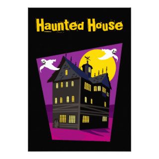 Purple, Yellow, Black Haunted House Invitations