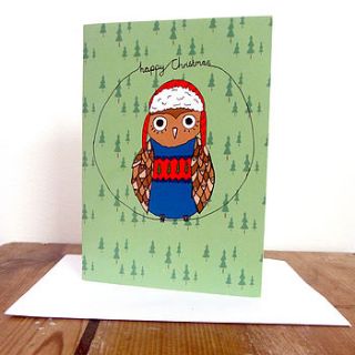 owl christmas card by boodle