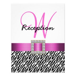 Pink Black Zebra Stripes Wedding Reception Invite