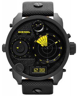 Diesel Mens Analog Digital RDR Mr. Daddy Black Leather Strap Watch 64x57mm DZ7296   Watches   Jewelry & Watches