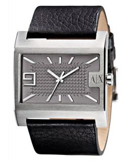 AX Armani Exchange Watch, Mens Black Leather Strap 45x23mm AX1001   Watches   Jewelry & Watches