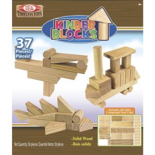 Alex Brands Ideal 6480BL Kinderblocks Wood Construction 37 piece Set