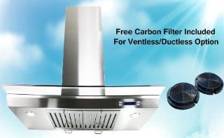 AKDY New 30" European Style Wall Mount Stainless Steel Ductless/Ventless Range Hood Vent Touch Control AZ 198KC 30CF Appliances