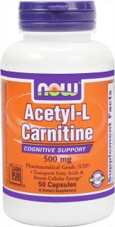 NOW Foods   Acetyl L Carnitine 500 mg.   50 Vegetarian Capsules