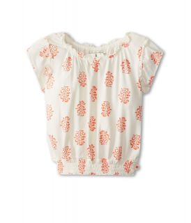 Lucky Brand Kids Neon Flower Top Girls Short Sleeve Pullover (White)