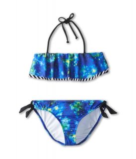 Hurley Kids Cosmic Crop Top Retro Pant w/ Ties Girls Swimwear Sets (Blue)