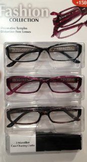 Reading Glasses +150 Design Optics 3 Pack, Design in America Health & Personal Care