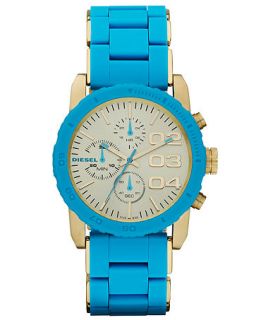 Diesel Watch, Unisex Chronograph Blue Silicone Wrapped Gold Ion Plated Stainless Steel Bracelet 42mm DZ5360   Watches   Jewelry & Watches