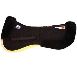 Mattes Gold Wool Half Pad With Rear Trim   Dressage White Large