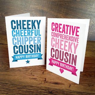 personalised birthday card for cousin by a is for alphabet