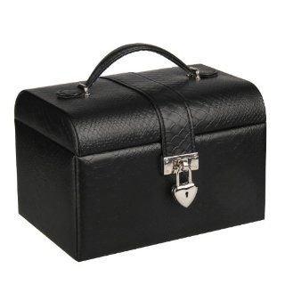 [ROWLING]NEW ITEM Faux Leather Jewelry Box Storage Case Bead Watch Case Box 191 (Black)   Safe Jewelry Box