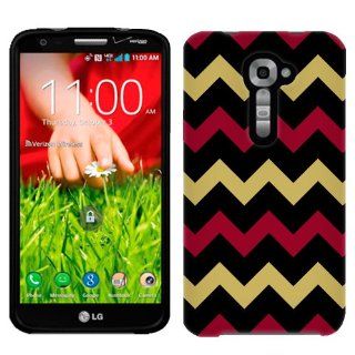 Verizon LG G2 Chevron Garnet and Gold on Black Phone Case Cover Cell Phones & Accessories