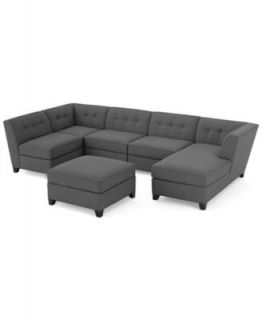 Roxanne Fabric Modular Sectional Sofa, 6 Piece (2 Square Corner Units, 3 Armless Chairs and Chaise)   Furniture