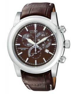 Seiko Watch, Mens Chronograph Brown Leather Strap 43mm SNN241   Watches   Jewelry & Watches