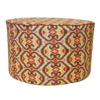 Jiti Bali Round Cotton Ottoman, 24 by 24 by 15 Inch, Tan   Round Footstool Fabric