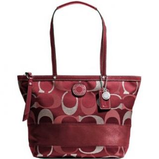 COACH SIGNATURE METALLIC 3 COLOR TOTE ~RED/SILVER~ F20429 Clothing
