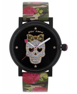 Betsey Johnson Watch, Womens Black Rose Printed Polyurethane Strap 40mm BJ00181 03   Watches   Jewelry & Watches