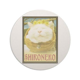 Shironeko or Basket Cat Beverage Coaster