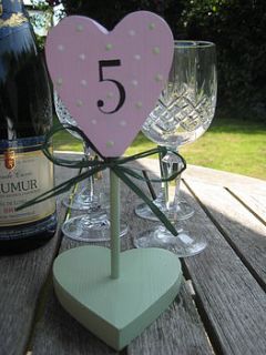 personalised heart table decorations by okey dokey